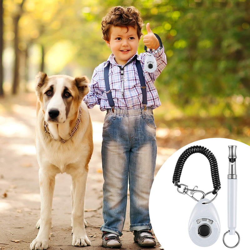 Frienda 8 Pieces Dog Training Whistle with Clicker Kit Include 4 Pieces Adjustable Dog Ultrasonic Whistle with Lanyard and 4 Pieces Training Clicker with Wrist Strap for Pet Training Recalling - PawsPlanet Australia