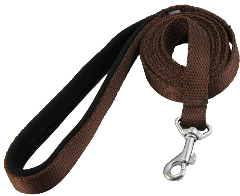 [Australia] - Dogs My Love 6ft Long Neoprene Padded Handle Nylon Leash 4 Sizes Brown Medium - 1/2" Wide 