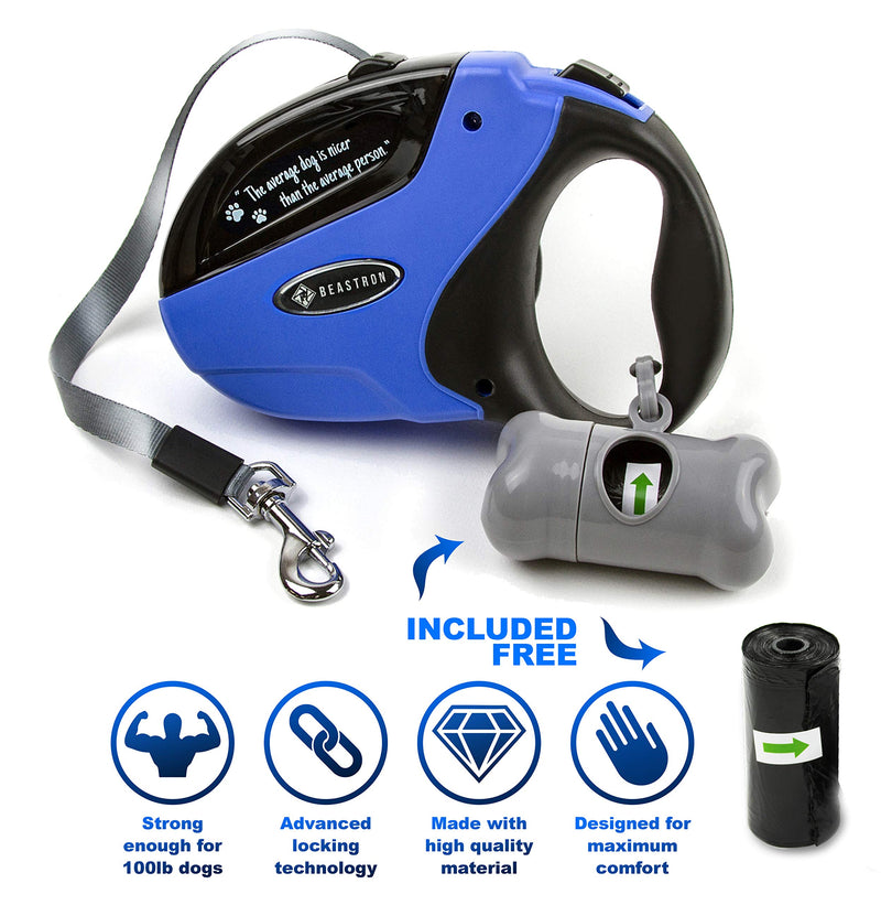 Beastron Heavy Duty Retractable Dog Leash Blue - PawsPlanet Australia