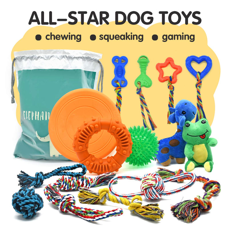 Dog Chew Toys for Puppies Teething, Super Value 14 Pack Puppy Toys for Small Dog Toys Squeaky Toys for Dogs Rubber Ball Dog Rope Toy Durable Pet Toys for Dogs Interactive Plush Dog Toys - PawsPlanet Australia
