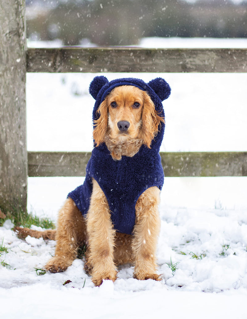 Rosewood Cupid and Comet Super Soft Small Teddy Bear Hoodie, Jumper for Dogs and Cats, Navy Blue, 54cm - PawsPlanet Australia