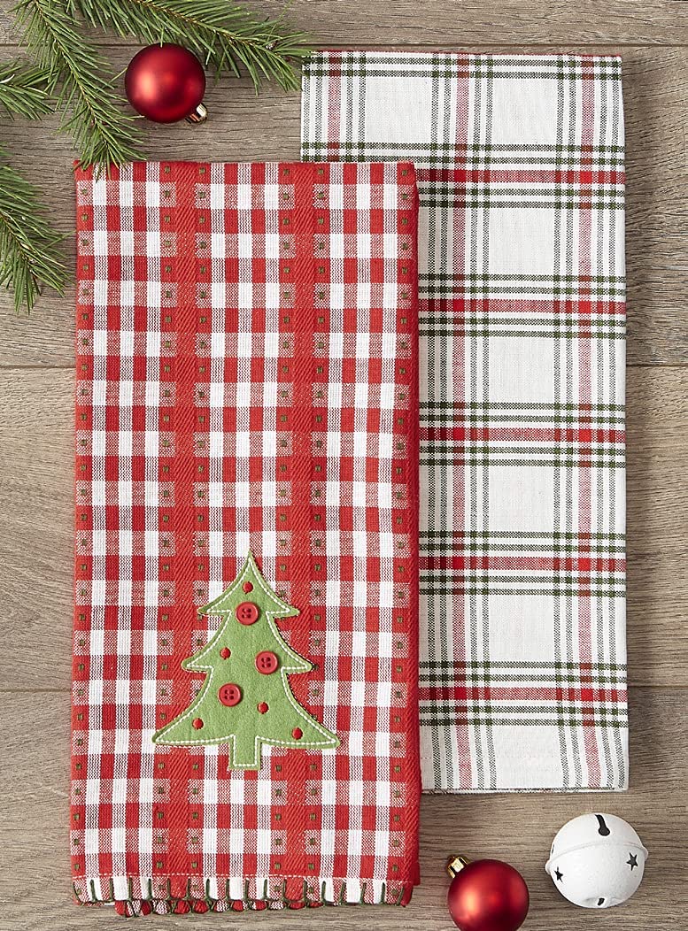 DII Christmas Dish Towels and Dishcloths Set of 3, 18" x 28" Cute Jolly Tree Kitchen Towels Collection for Christmas Home Decor and Holiday Kitchen Decoration - PawsPlanet Australia