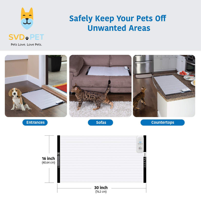SVD.PET Pet Training Mat, X-Large 48" X 20", 30" x 16",Dogs & Cats Electronic Repellent scat Training mat for Indoor, 3 Training Modes, 5 Levels, Pet Safe Auto Power Off 30" x 16" - PawsPlanet Australia