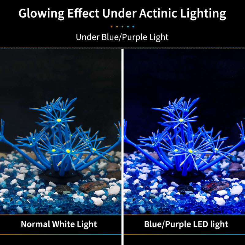 Uniclife Glowing Effect Sunflower Artificial Decoration Silicone Ornament for Fish Tank Aquarium with Suction Cup Blue - PawsPlanet Australia