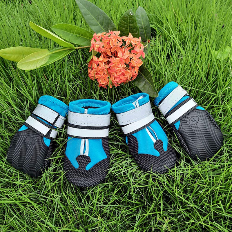 Lurowo Protective Dog Boots, Set of 4 Waterproof Dog Shoes with Safe Reflective Straps, Paw Protectors for Small, Medium and Large Dogs Blue+Black (S) S - PawsPlanet Australia