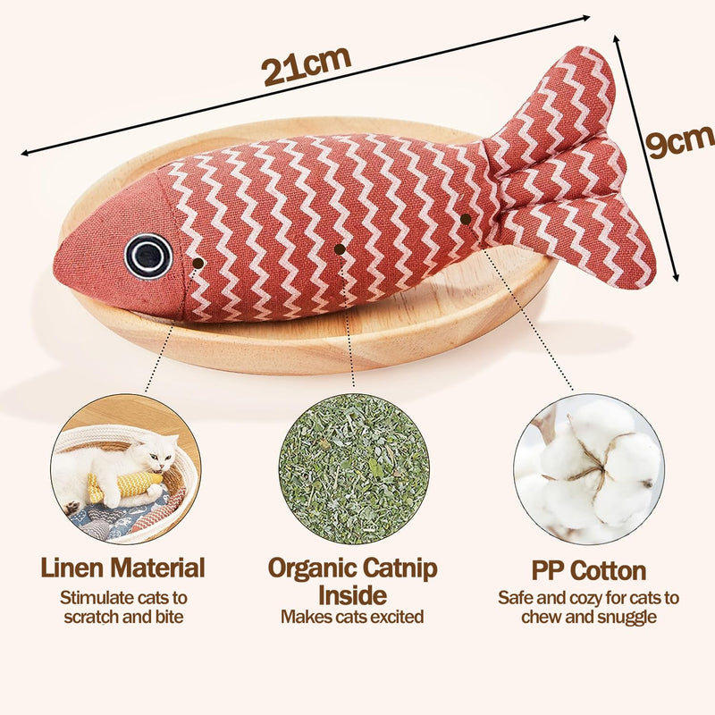 MarverFace Catnip Toys Pack of 6, 21CM Catnip Toys Fish Shape, 3 Matatabi Catnip Sticks, Cat Toys for Cats Playing and Chewing - PawsPlanet Australia