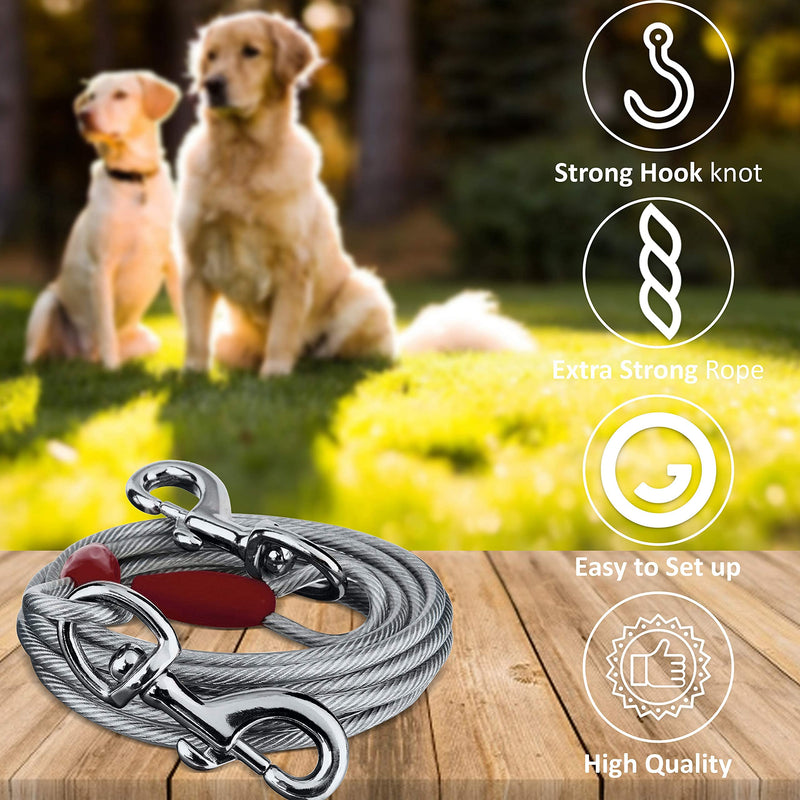 WINSOME Dog Tie Out Cable Metal Dog Lead Puppy Lead Leash- Dog Tether Cable Tie, Steel Cable Pet Lead for Garden, Camping and Picnic (6ft) 6ft - PawsPlanet Australia