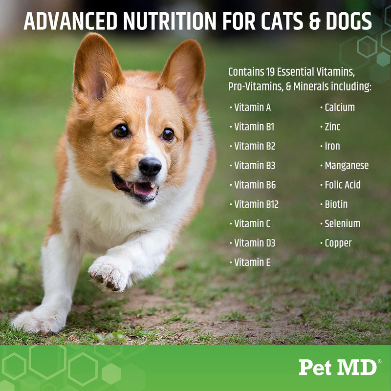Pet MD Multi Essentials Complete Multivitamin for Dogs and Cats, Vitamin B for Dogs, Cat Vitamins, Multivitamin for Dogs, Calcium Supplement for Dogs, Vitamins for Senior Dogs and Puppies, 250ml - PawsPlanet Australia