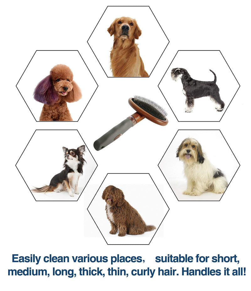 [Australia] - HOP Home of Paws Slicker Pet Grooming Brush for Dogs and Cats - Professional Pet Shedding Grooming Tool for Small, Medium & Large Dogs and Cats, with Short to Long Hair, Lotus Wood 