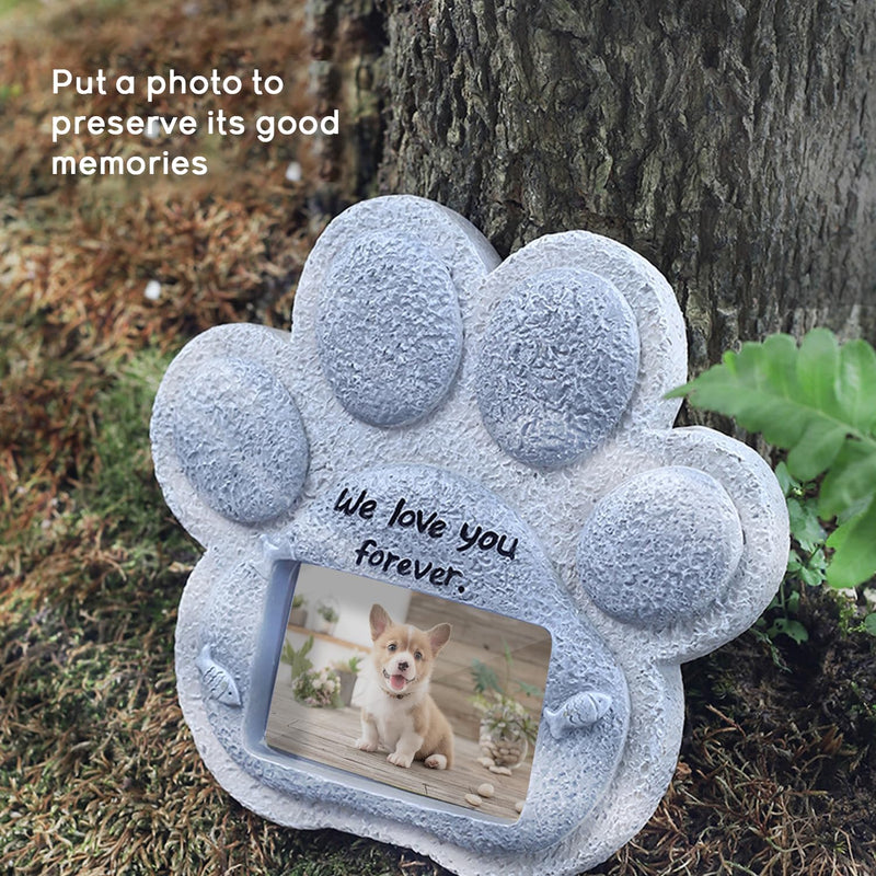 KAGUOl Dog Memorial Plaque, Dog Memorial Stone, Dog Grave Decoration, Can Store Photos, Resin Material, Weatherproof, Dog Paw Shape, 15 x 15 cm - PawsPlanet Australia