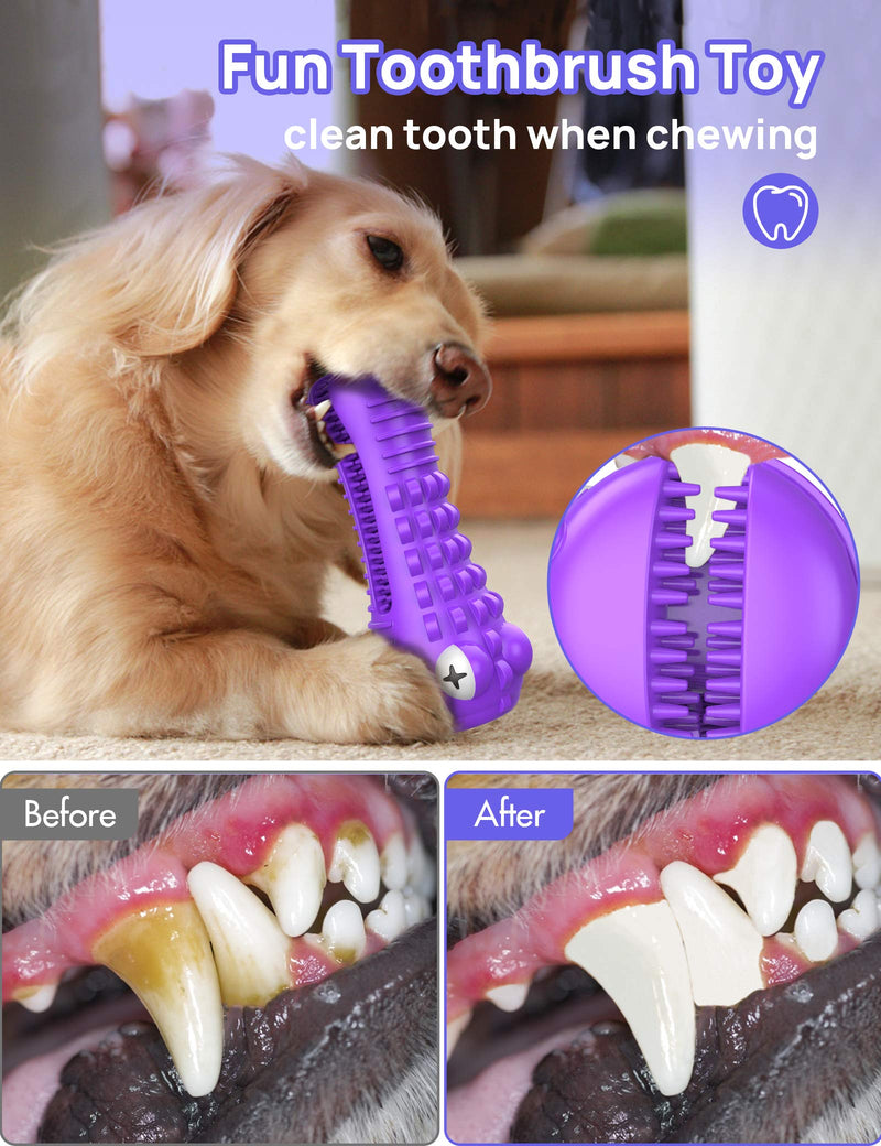 Dog Toys for Aggressive Chewers Large Medium Breed Dog Chew Toys Dog Toothbrush Nearly Indestructible Squeaky Interactive Tough Extremely Durable Toys for Medium Large Dogs A-Purple - PawsPlanet Australia