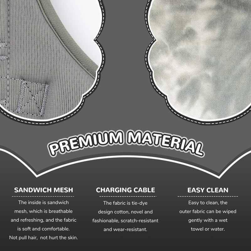 Pawhuggies All Weather Mesh, Reflective Adjustable Step-in Dog Vest Harness with Front & Back 2 Leash Hooks Camo Tie Dye Grey Large - PawsPlanet Australia