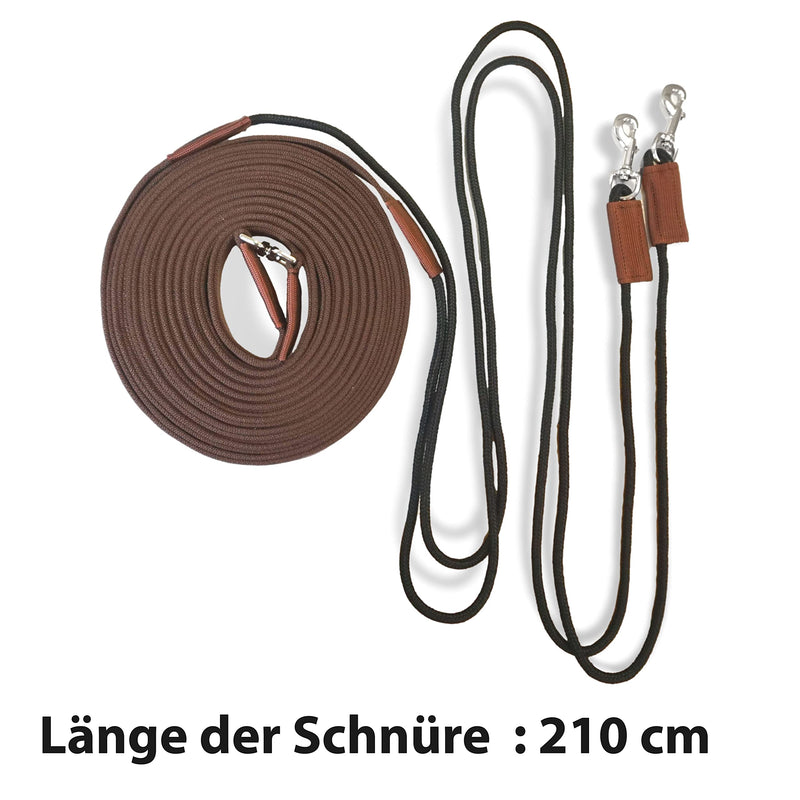Double lunge horse Double lunge ideal for ground work, horse lunge line for gymnastics, length 16m (1x double lunge brown) 1x double lunge brown - PawsPlanet Australia
