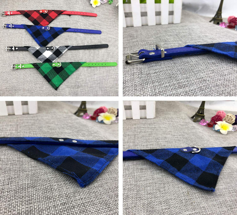 Newtensina 2pcs Plaid Dog Bandana Cute Puppy Neckerchief Adjustable Puppy Collar Scarf for Small Dogs - BlueGreen - L - PawsPlanet Australia