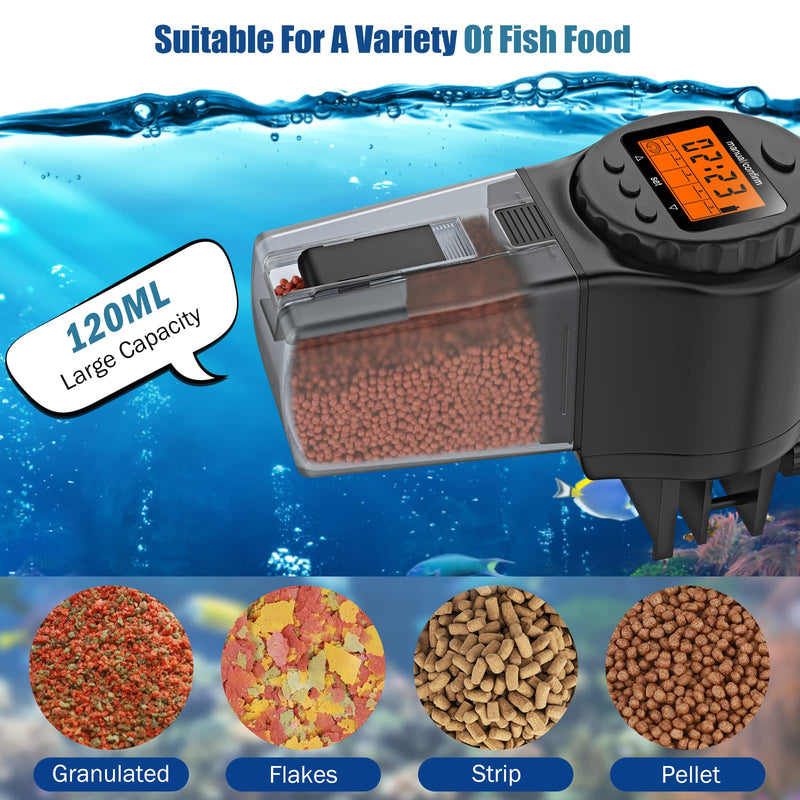 Pawaboo Automatic Fish Feeder, Electric Fish food Dispenser for Aquarium and Tank, Vacation Timer Feeder for Fish Turtle, Easy Programmable Adjustable with Feeding Time Display for Vacation Holiday - PawsPlanet Australia