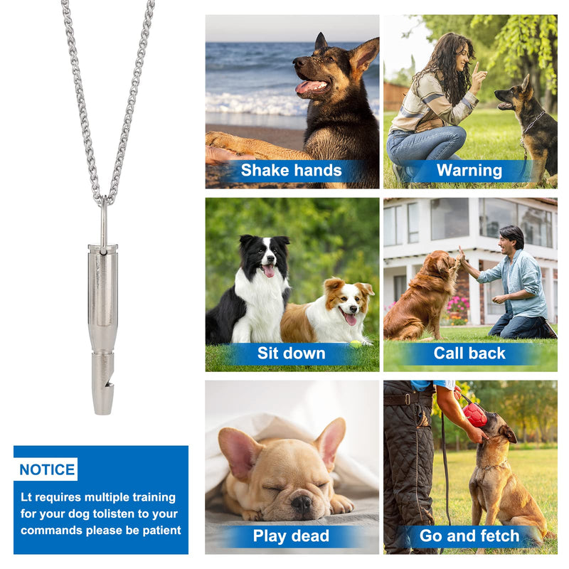 TuHeeHuT Dog Whistle，Professional for Stop Barking Recall Training，Adjustable Ultrasonic Training Tool，with 2 Silver Lanyards and Leather Cases - PawsPlanet Australia