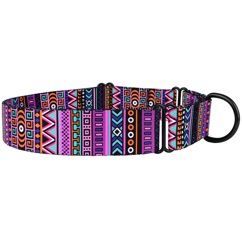 [Australia] - CollarDirect Martingale Collars for Dogs Heavy Duty Tribal Pattern Adjustable Soft Safety Training Nylon Wide Pet Collar Medium Large Pattern 2 L, Neck Size 15"-20" 