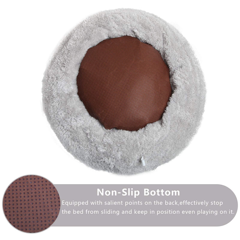 Comfortable Dog Bed Cat Bed, Faux Fur Round Pet Bed for Small Medium Large Dogs, Washable Indoor Sleeping Bed with Non-Slip Bottom Multiple Sizes for Dog&Cat (S (23'' x 23''), Grey) - PawsPlanet Australia