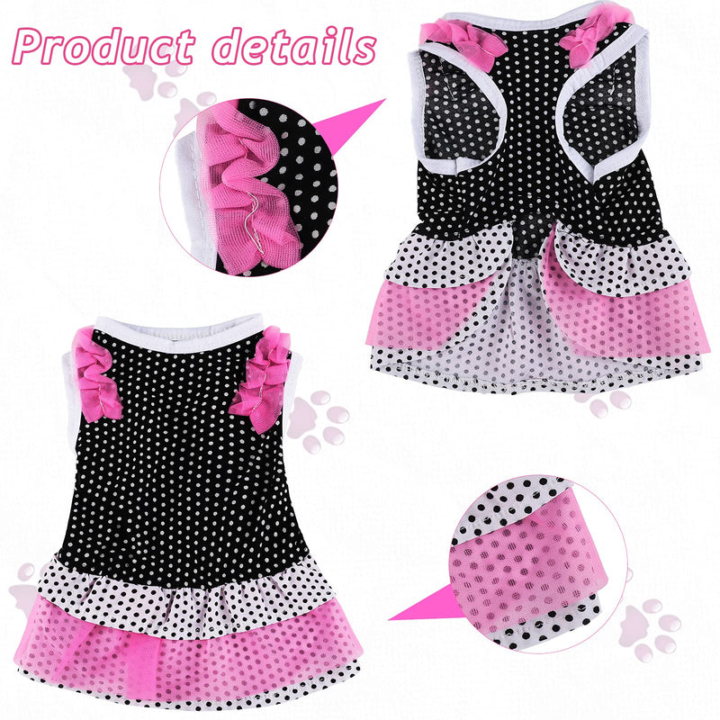 2 Pieces Dog Dot Dress Princess Puppy Adorable Skirt Pet Tutu Dress Party Apparel Clothes Doggie Outfits for Small Dogs Cats (Small) - PawsPlanet Australia