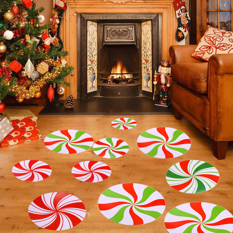 36 Pieces Peppermint Floor Decals Stickers Self-Adhesive Design Christmas Candy Stickers for Christmas Candy Party Decorations - PawsPlanet Australia