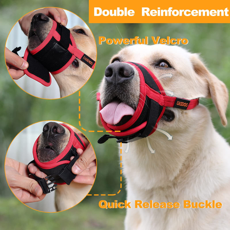 UASDOG Dog Muzzle, Soft Muzzles for Small Medium Large Dogs, Puppy Dog Mouth Cover Guard to Prevent Biting Barking and Chewing, Comfortable Soft Fabric and Adjustable Strap, Fit and Stay on Well S Black - PawsPlanet Australia