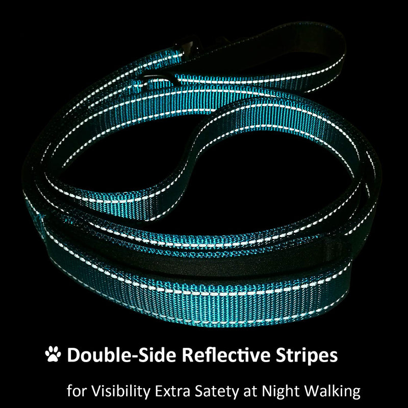 [Australia] - DOGSAYS Dog Leash 5ft Long Traffic Padded Two Handle Heavy Duty Double Handles Lead for Large Dogs or Medium Dogs Training Reflective Leashes Dual Handle (5 FT, Turquoise) 