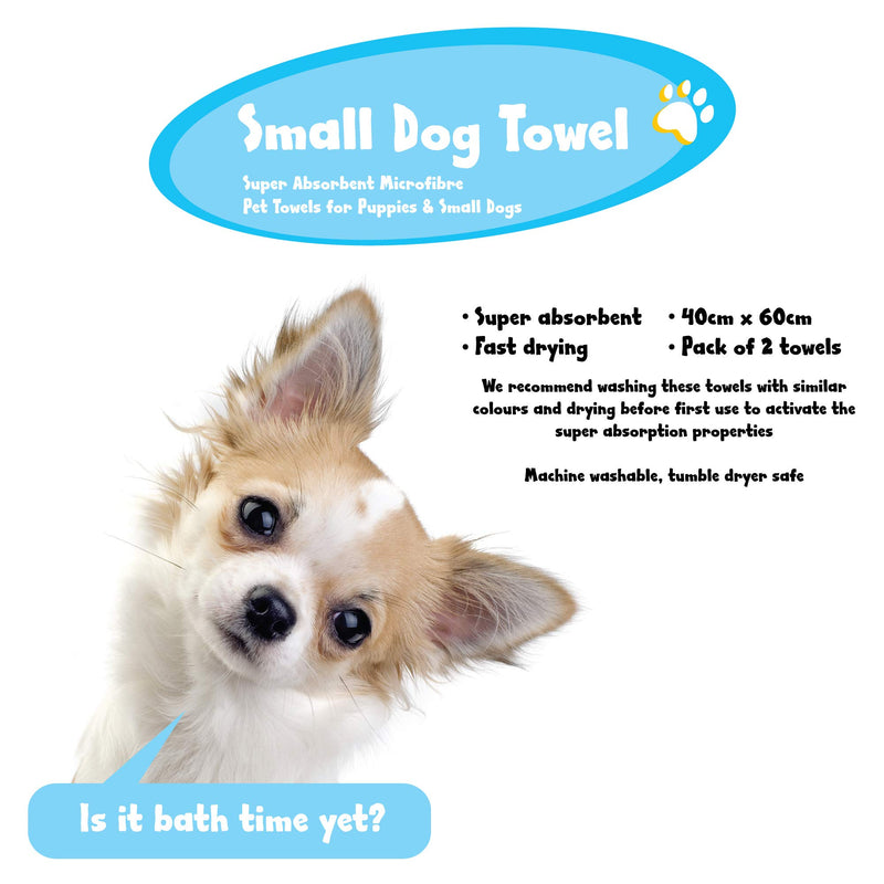 Cloveree Small Dog and Puppy Towel, Absorbent and Quick Drying Microfiber Pet Towels - 2 Pack - PawsPlanet Australia
