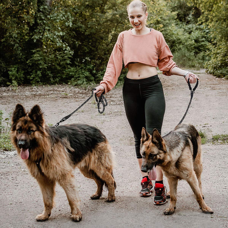 BARKBAY 2 Pack Dog leashes for Large Dogs Rope Leash Heavy Duty Dog Leash with Comfortable Padded Handle and Highly Reflective Threads 5 FT for Small Medium Large Dogs(Black+Black) 5 Feet Black+Black - PawsPlanet Australia