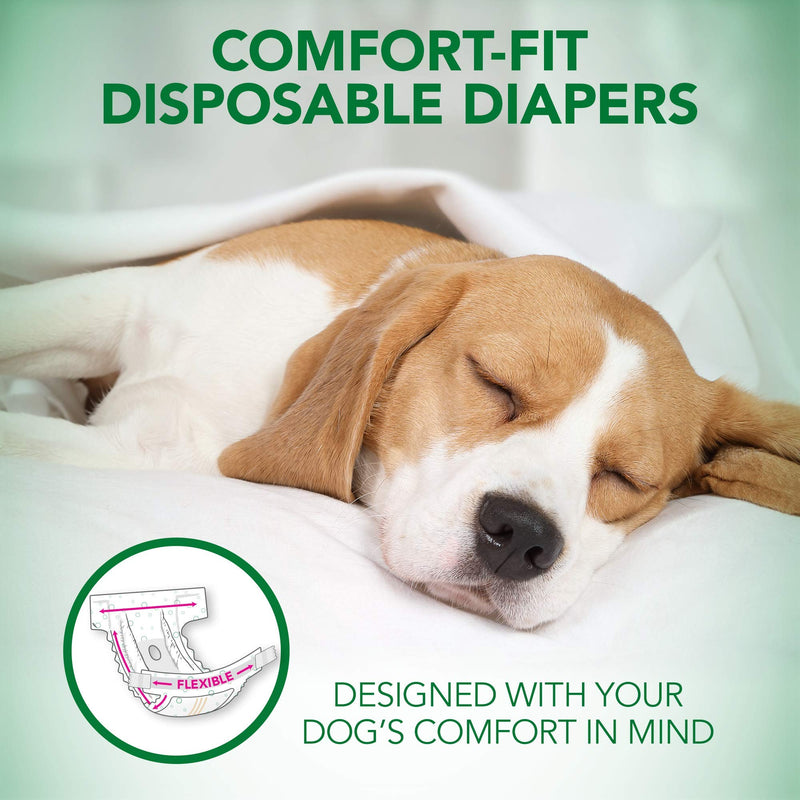 Vet's Best Comfort Fit Dog Diapers Disposable Female Dog Diapers Absorbent with Leak Proof Fit X-Small 12 Count - PawsPlanet Australia