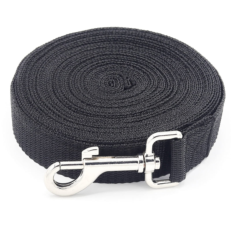 Dog Training Lead Leash Extra Long Line,10m Nylon Leash for Large Medium & Small Dogs Great for Pet Recall Training Obedience, Play, Running, Camping Backyard Strong lead with Metal Components (Black) Black - PawsPlanet Australia