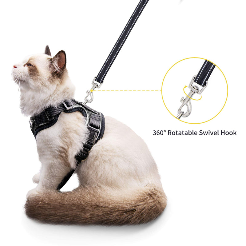 Luxroom Black Cat Harness and Leash for Walking Adjustable, Cat Halter and Leash Escape Proof, Cat Leash and Harness Set Small Dogs Rabbits XS - PawsPlanet Australia