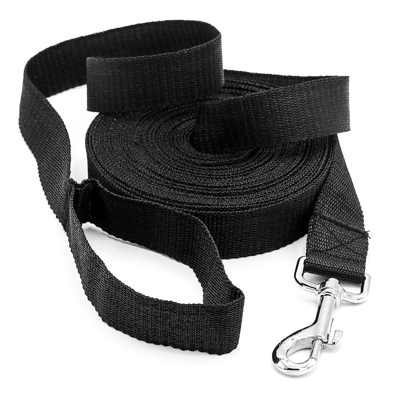 Dog Training Lead Leash Extra Long Line,10m Nylon Leash for Large Medium & Small Dogs Great for Pet Recall Training Obedience, Play, Running, Camping Backyard Strong lead with Metal Components (Black) Black - PawsPlanet Australia