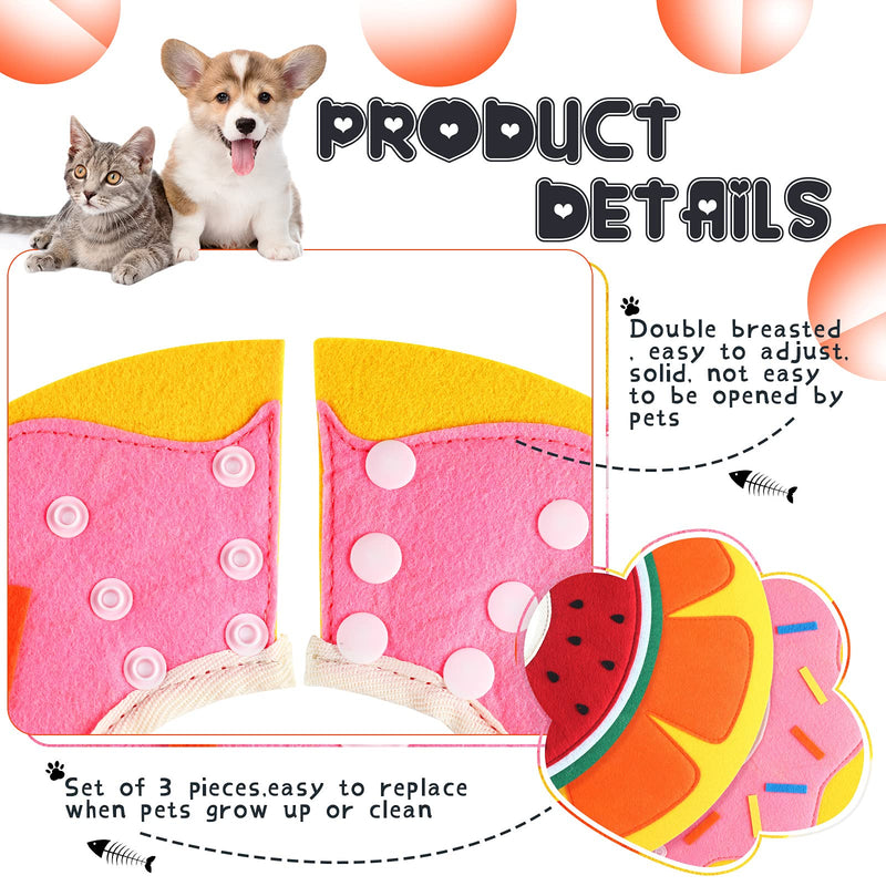 Nuanchu 3 Pieces Adjustable Cat Recovery Collar S M L 3 Size Soft Cat Cone Collar Pet Recovery Collar Fruit Donut Shape Adjustable Pet Recovery Collars Cute Kitten Neck Cone for Kittens Puppies Cats - PawsPlanet Australia