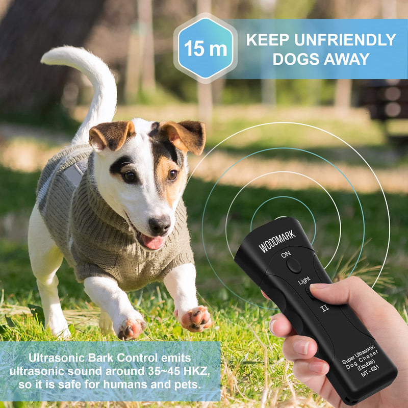 WOODMARK Handheld Anti Barking Control Device with Battery for Small, Medium and Large Dogs Dog Training Portable Tool - Effective Dog Deterrent - Stop Barking Black - PawsPlanet Australia