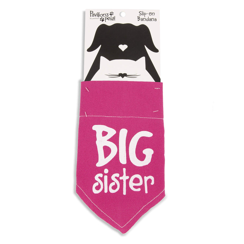 [Australia] - Pavilion Gift Company 45614 Pavilion's Pets - Pink Paw Print Large Dog Slip on The Collar Bandanna - Big Sister 