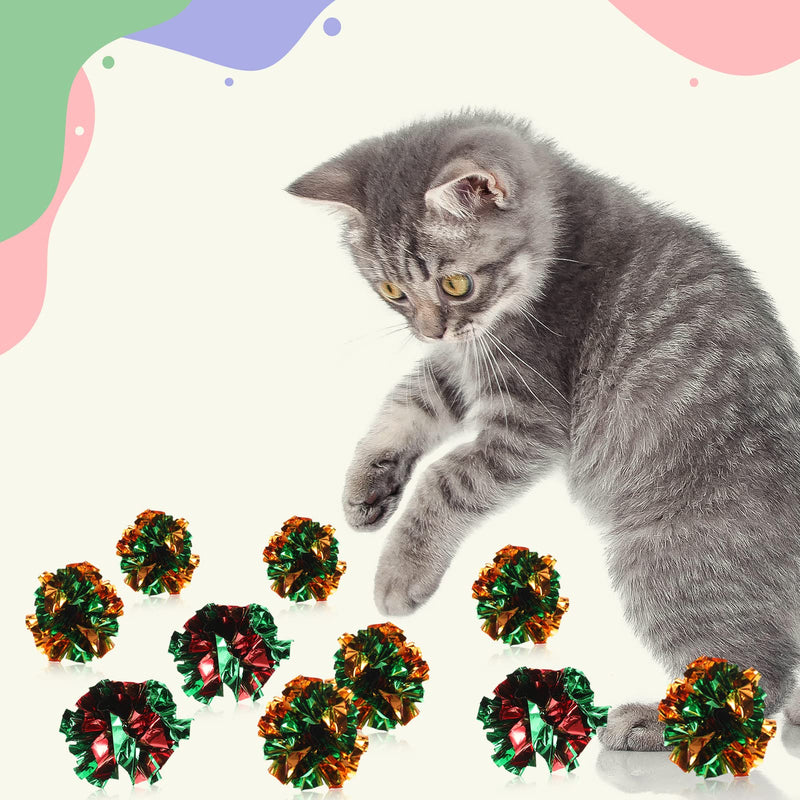 60 Pcs Cat Toys Balls Set 50 Pcs 1.2 Inch Color Cat Pompom Balls 10 Pcs 2.2 Inch Crinkle Balls Cat Toy Balls Cat Balls PET Cat Toy Ball Toy Cat Furry Interactive Toy Balls Christmas Balls Party Ball - PawsPlanet Australia