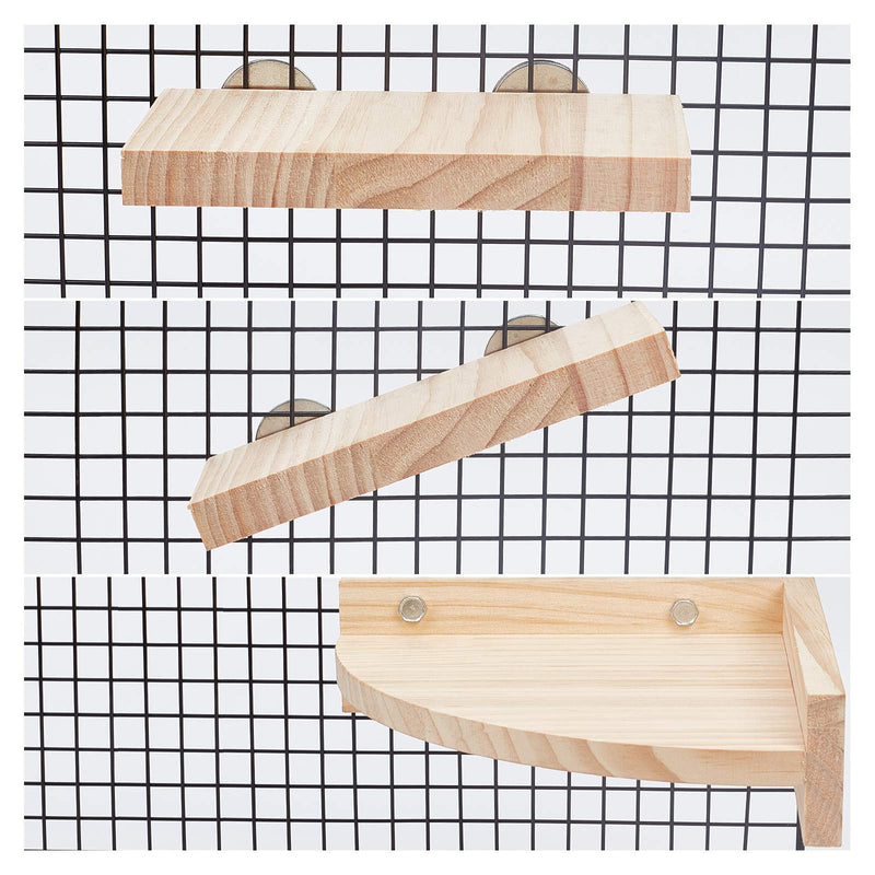 AHANDMAKER Pet Perch Platform Stand Wood, 4 Pcs 2 Sizes Wood Perch for Small Animals Parrot Gerbil Rat Mouse Chinchilla Hamster Cage Accessories Exercise Toys - PawsPlanet Australia