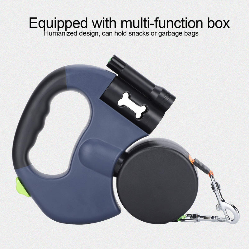 Jiawu Double Retractable Dog Lead, Heavy Duty, 3M Flexible Retractable Dog Lead Double Lead for Two Dogs with LED Light and Bin Box for Small and Medium Dogs, No Tangle - PawsPlanet Australia