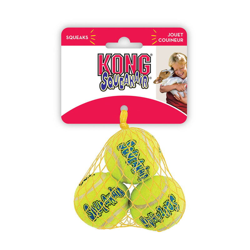 KONG - Squeakair Balls - Dog Toy Premium Squeak Tennis Balls, Gentle on Teeth (3 Pack) - For Small Dogs yellow S - PawsPlanet Australia