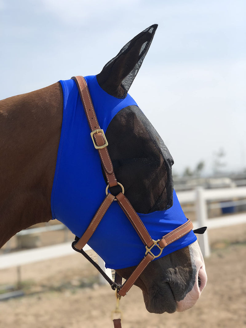 TGW RIDING Horse Mask, Horse Mask with Ears, Extra Comfort Grip Soft Mesh Horse Mask with Ears Small Dk Blue - PawsPlanet Australia