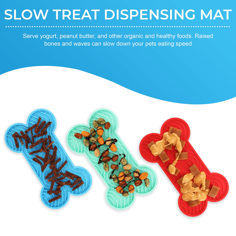 PET STATE Lick Pad for Dog, Boredom and Anxiety Reducer for Dog Bath, 3 Pcs Dog Slow Feeder, Super Strong Suction on Wall, Dog Peanut Butter Lick Pad, BPA Free and Non-Toxic Bone-Shaped Set - PawsPlanet Australia