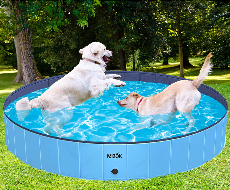 MIZOK Paddling Pool for Dogs, Dog Swimming Pool Extra Large for Breed Pets, Doggy Paddling Pool Used Indoor and Outdoor 160cm(D)x30cm(H) Blue - PawsPlanet Australia