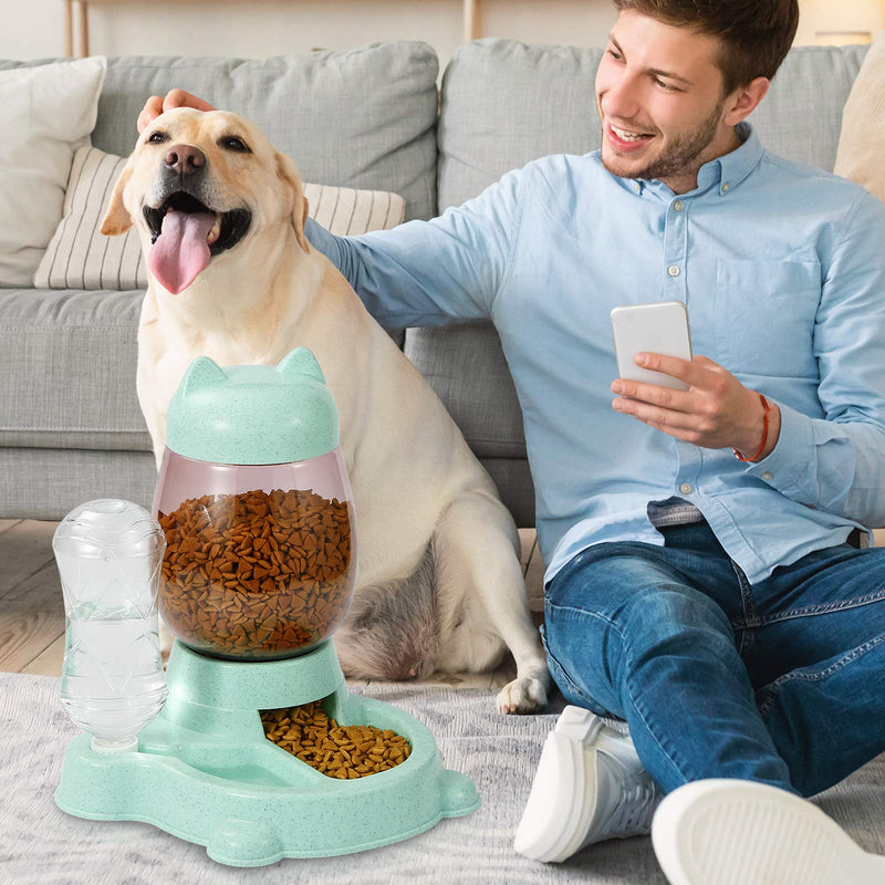 Erebus Dog Automatic Feeder,Food Feeder & Water Dispenser 2 in 1,Hight Quality Plastic Food Bowl & Non Slip Anti Spill Stable Automatic Water Dispenser Pet Food Water Dish for Cat,Dogs,Pets (SkyBlue) SkyBlue - PawsPlanet Australia