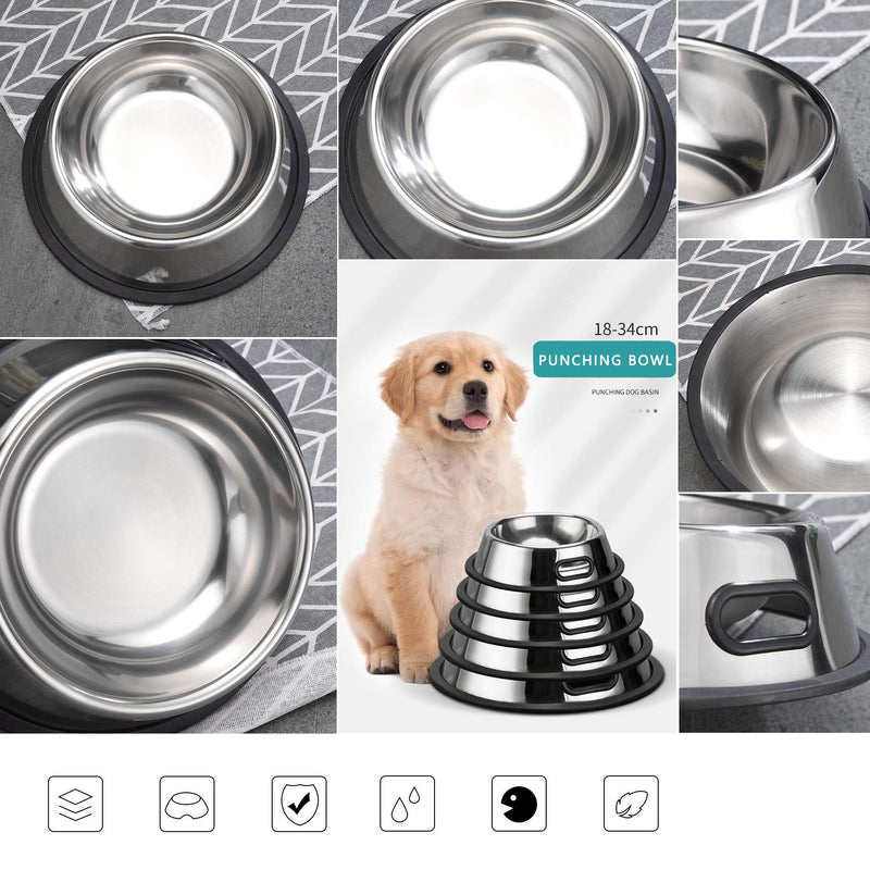 CHICAN stainless steel dog bowl cat bowl with portable hole, 2 stainless steel dog bowl cat bowl, medium and large pet food bowl, pet bowl cat food non-slip dog bowl (M-26cm) M-26cm - PawsPlanet Australia