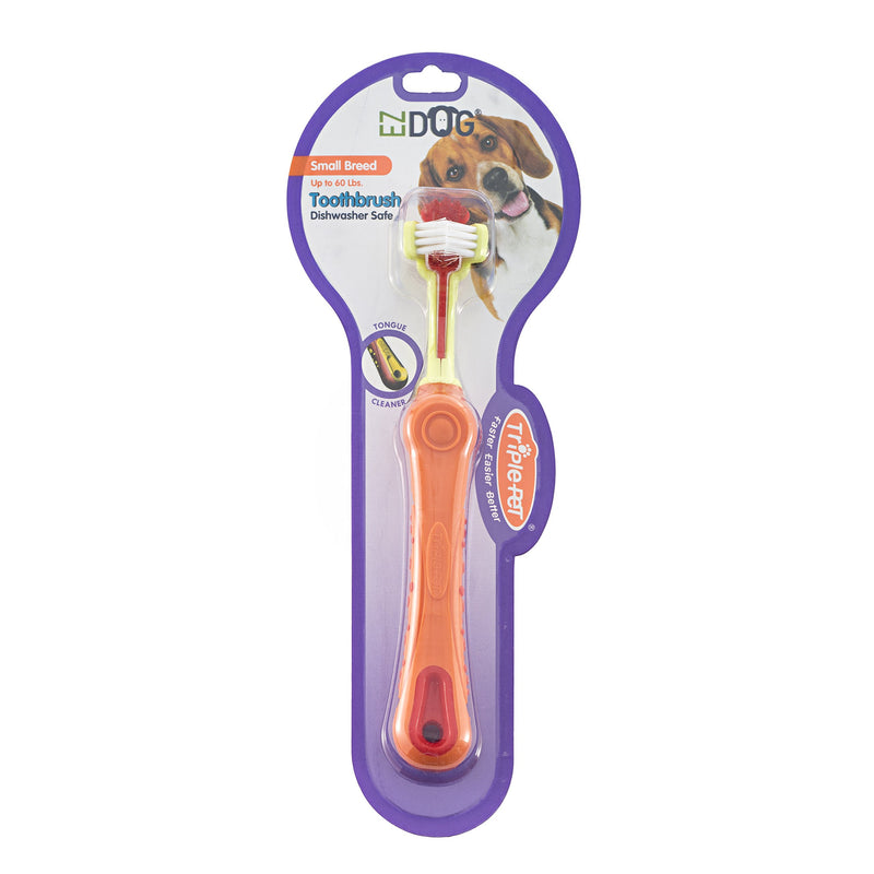 EZDOG by Triple Pet 3-Sided Toothbrush For Small Dogs| Helps Prevent Plaque & Tartar Buildup | Small Breeds Toothbrush (FF4533) Small Breed - PawsPlanet Australia