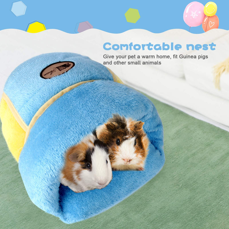 YUEPET Guinea Pig Bed Cuddle Cave Warm Fleece Cozy House Bedding Sleeping Cushion Cage Nest for Small Animal Squirrel Chinchilla Rabbit Hedgehog Cage Accessories Blue - PawsPlanet Australia