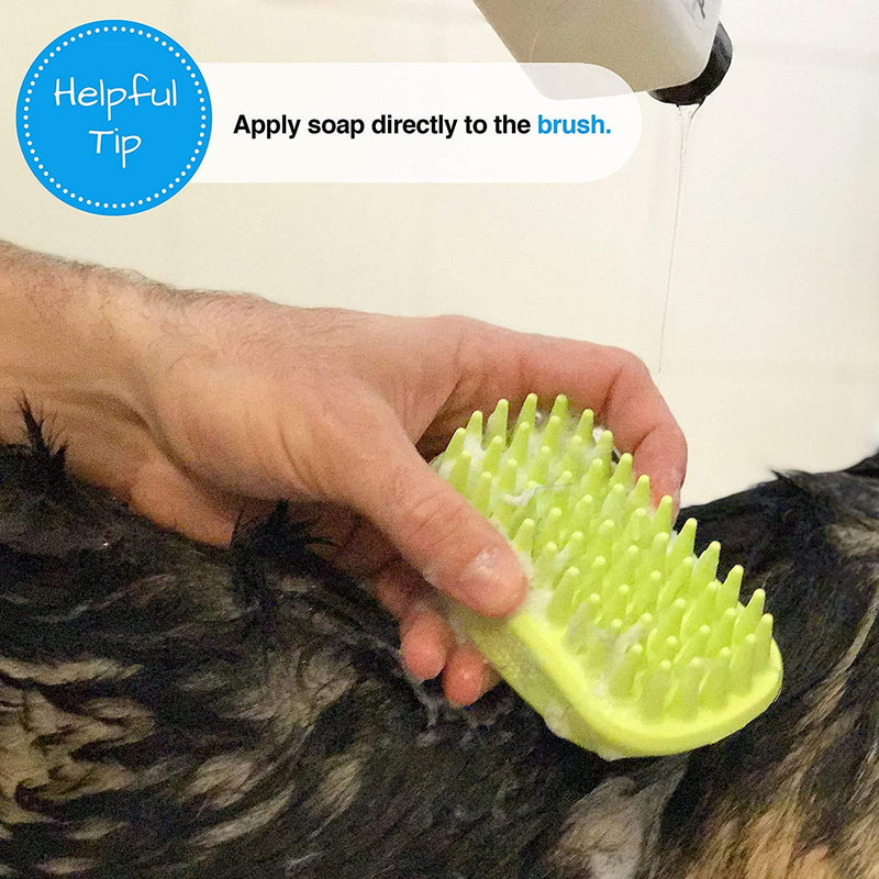 Dog Bath Brush,Pet Silicone Shampoo Brush,Cat Dog Shampoo Brush,Dog Bath Grooming Brush ,Dog Shampoo Brush with Soft Rubber Bristles Gently Massages Skin,Shower Bath Brush Massage Comb Green - PawsPlanet Australia