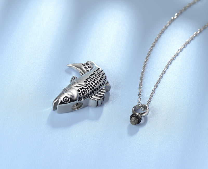 [Australia] - UNY Stainless Steel Memorial Pets Ashes Keepsake Pendant Unique Fish Shape urn Cremation Pendant 