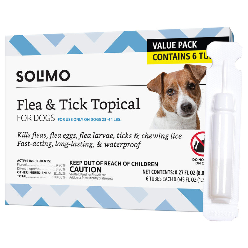 Amazon Brand - Solimo Flea and Tick Topical Treatment for Dogs (Small, Medium, Large, XLarge) Medium (23-44 lbs) 6 Count - PawsPlanet Australia