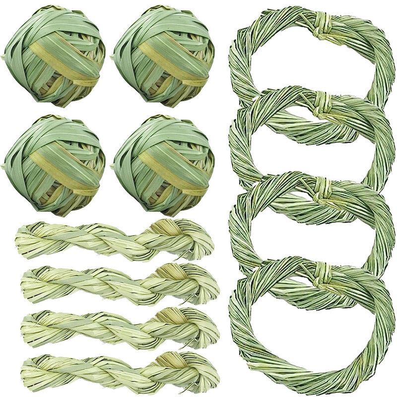 Pet Grass Ball Toy Rabbit Chew Toys, Natural Grass Ring Bunny Molar Grass Stick Toys Small Animal Boredom Breaker Activity Play Chew Toys for Bunny Hamster Guinea Pig Gerbils 3 Types Grass Chew Toys - PawsPlanet Australia